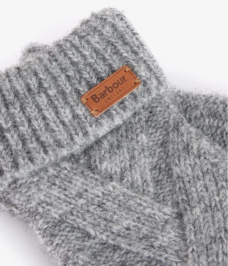 Barbour Dace Cable-Knit Gloves Light Grey